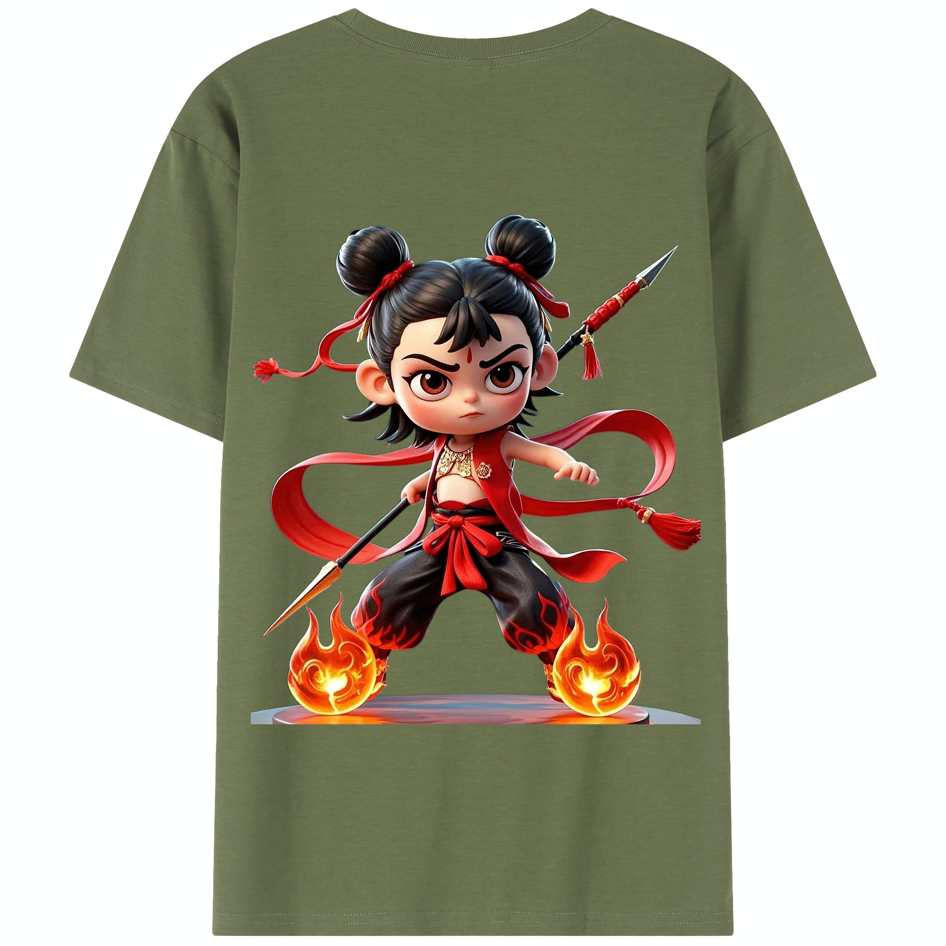 （画像用） Ne Zha 2 ナタ 魔童の大暴れ 綿100％半袖Tシャツ（背面プリント）